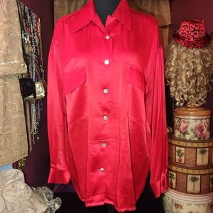 Ellen Jeffries Red Silk Blouse 12